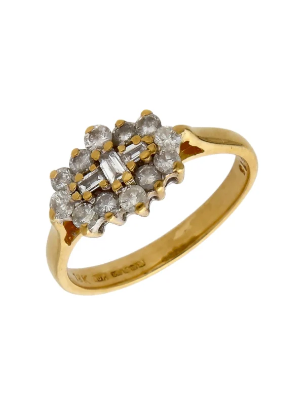 William May 18ct Yellow Gold 0.75ct Diamond Boat Cluster Ring