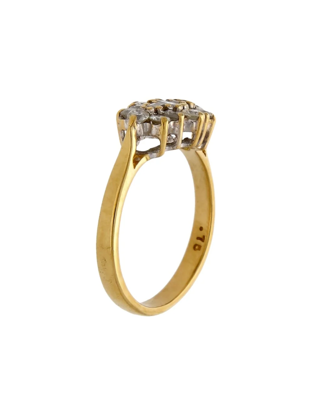 William May 18ct Yellow Gold 0.75ct Diamond Boat Cluster Ring, view 2