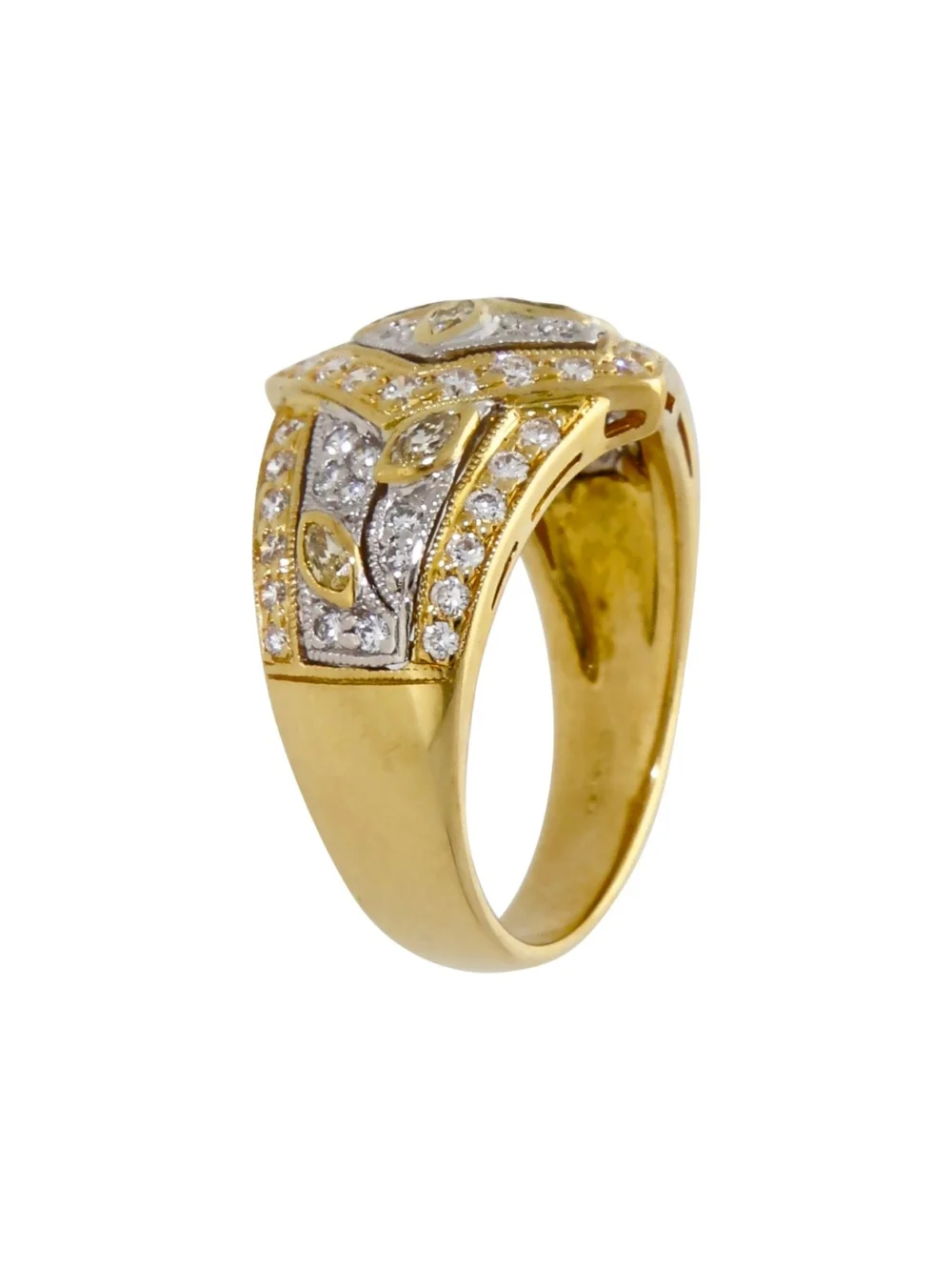 William May 18ct Yellow Gold 0.90ct Diamond Cluster Dress Ring, view 2
