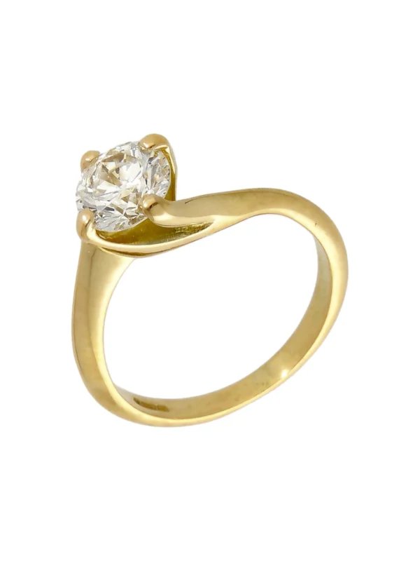 William May 18ct Yellow Gold 0.98ct Diamond Solitaire Twist Ring