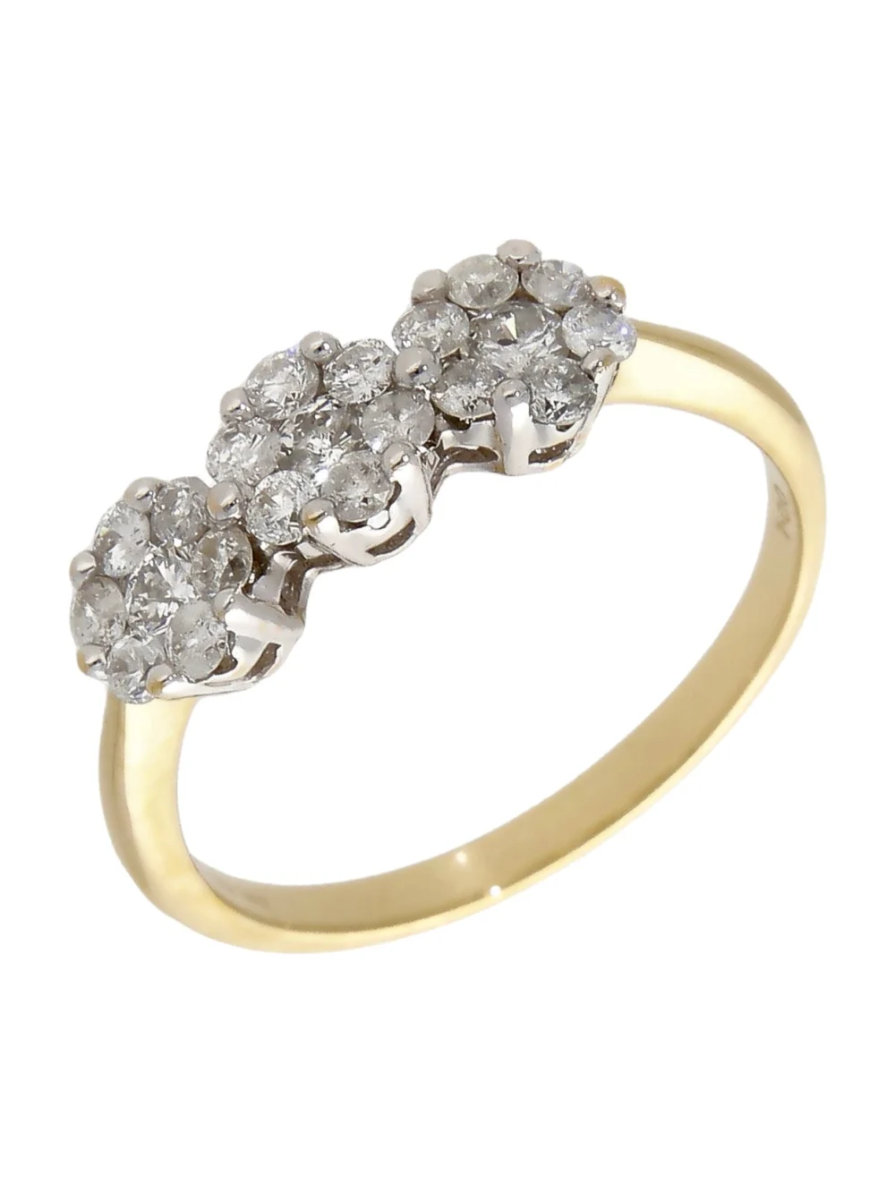 William May 18ct Yellow Gold 1.00ct Diamond Triple Cluster Ring