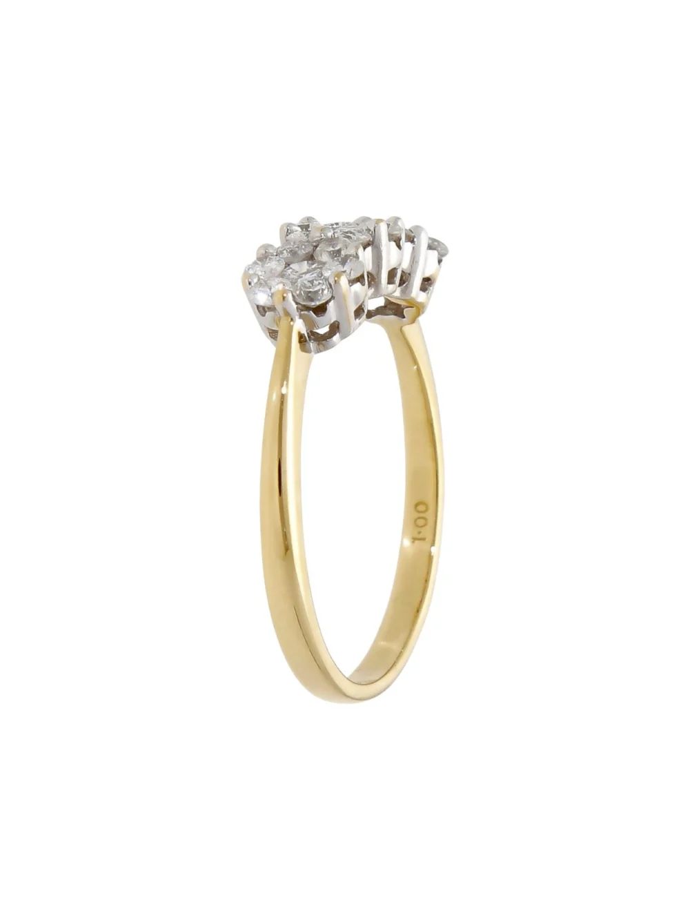 William May 18ct Yellow Gold 1.00ct Diamond Triple Cluster Ring, view 2