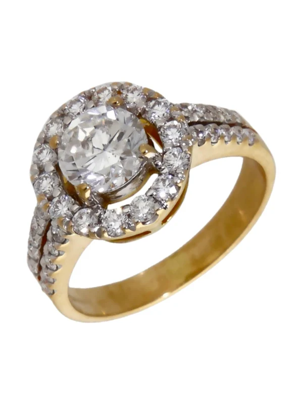 William May 18ct Yellow Gold 1.40ct Diamond Halo Ring