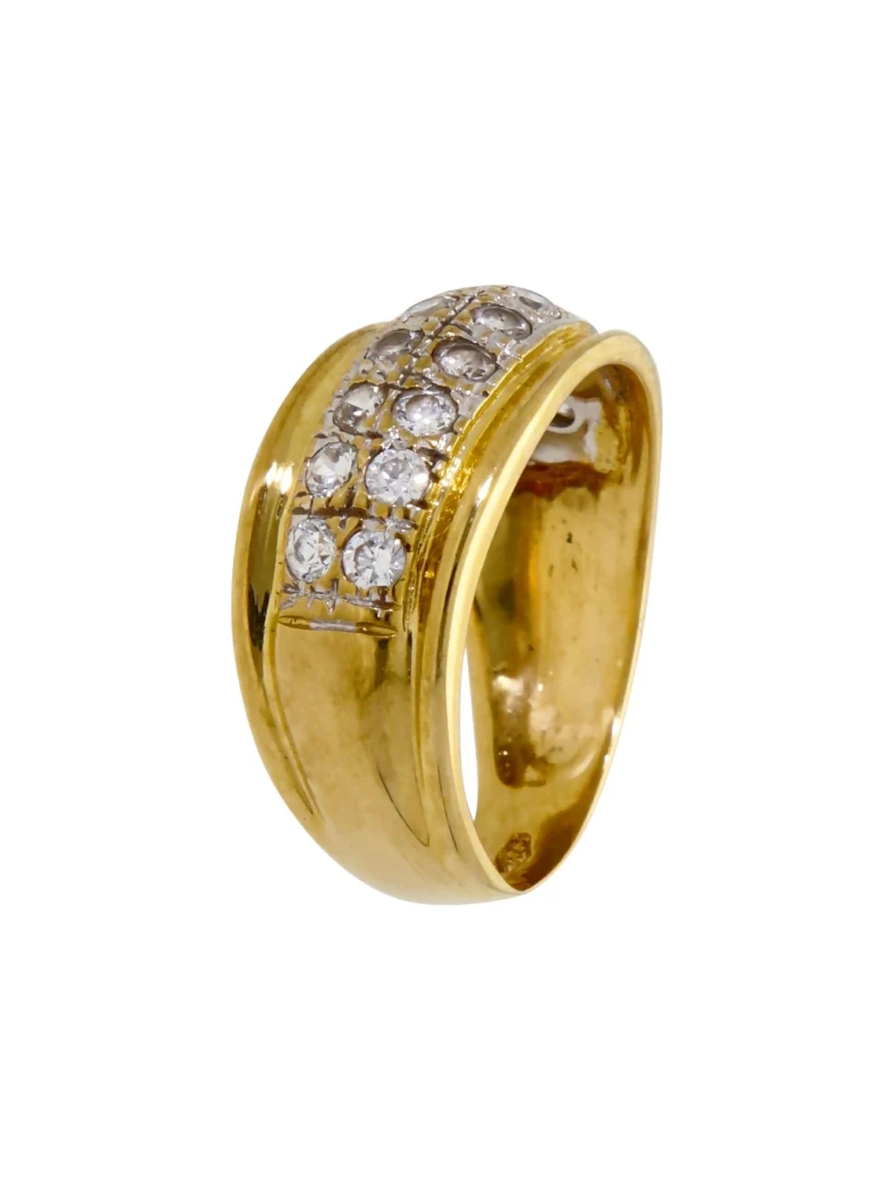 William May 18ct Yellow Gold 2 Row Cubic Zirconia Wave Dress Ring, view 2