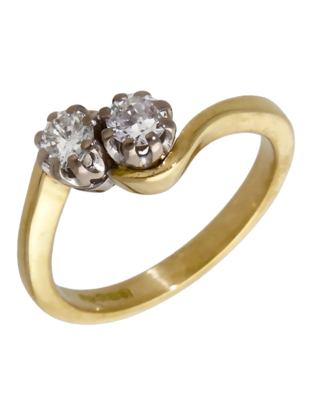 William May 18ct Yellow Gold 2 Stone Diamond Twist Ring