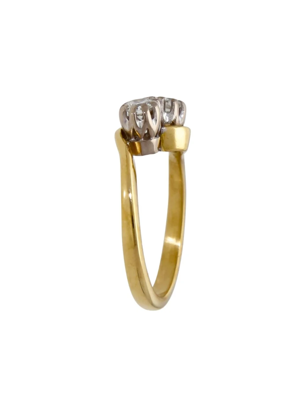 William May 18ct Yellow Gold 2 Stone Diamond Twist Ring, view 2
