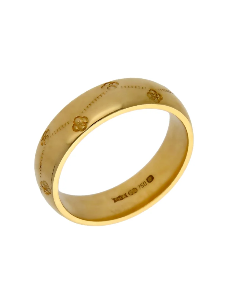 William May 18ct Yellow Gold 5mm Patterned Wedding Band Ring