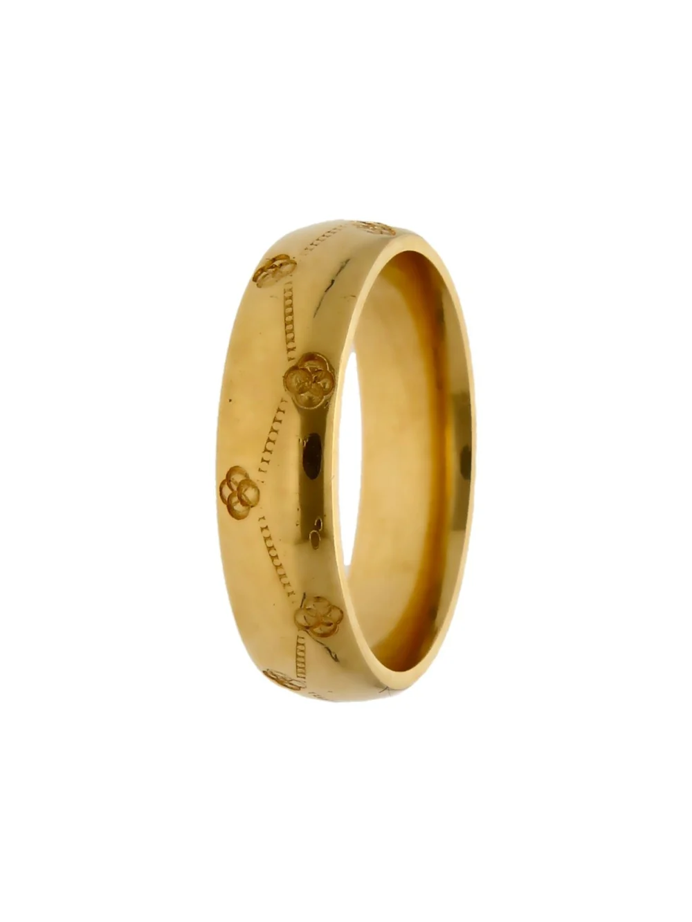 William May 18ct Yellow Gold 5mm Patterned Wedding Band Ring, view 2