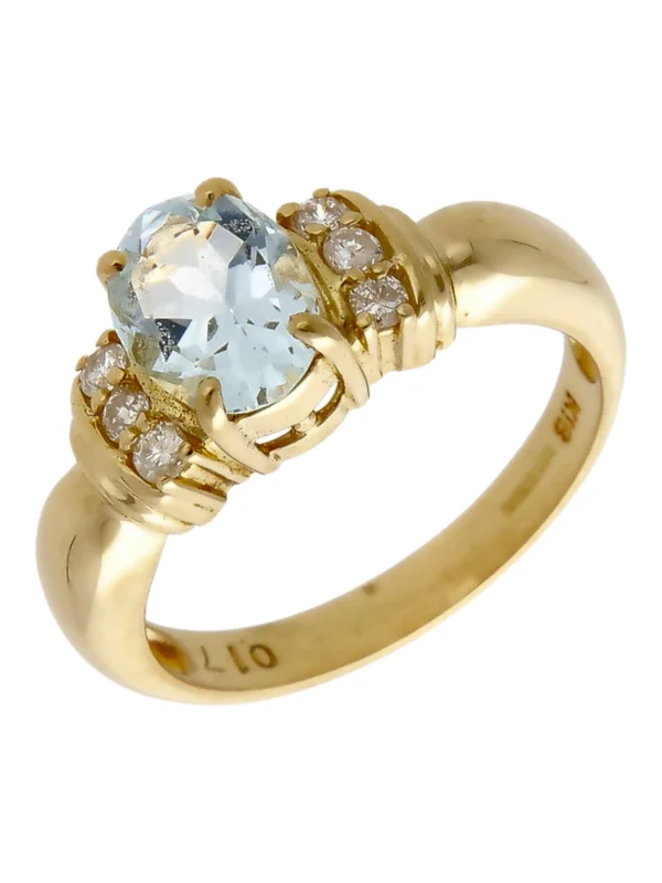 William May 18ct Yellow Gold Aquamarine & Diamond Dress Ring