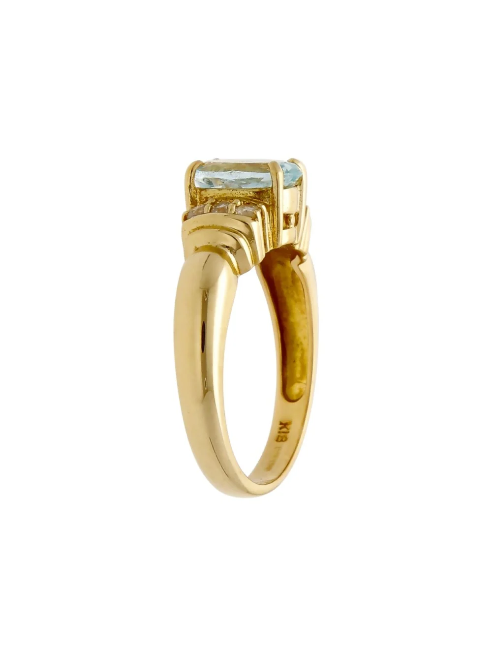 William May 18ct Yellow Gold Aquamarine & Diamond Dress Ring, view 2