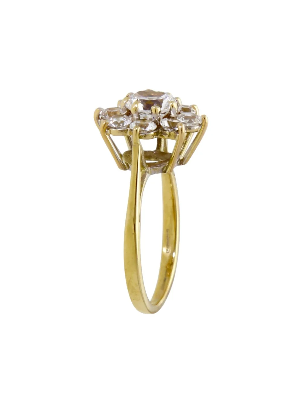 William May 18ct Yellow Gold Cubic Zirconia Cluster Ring, view 2
