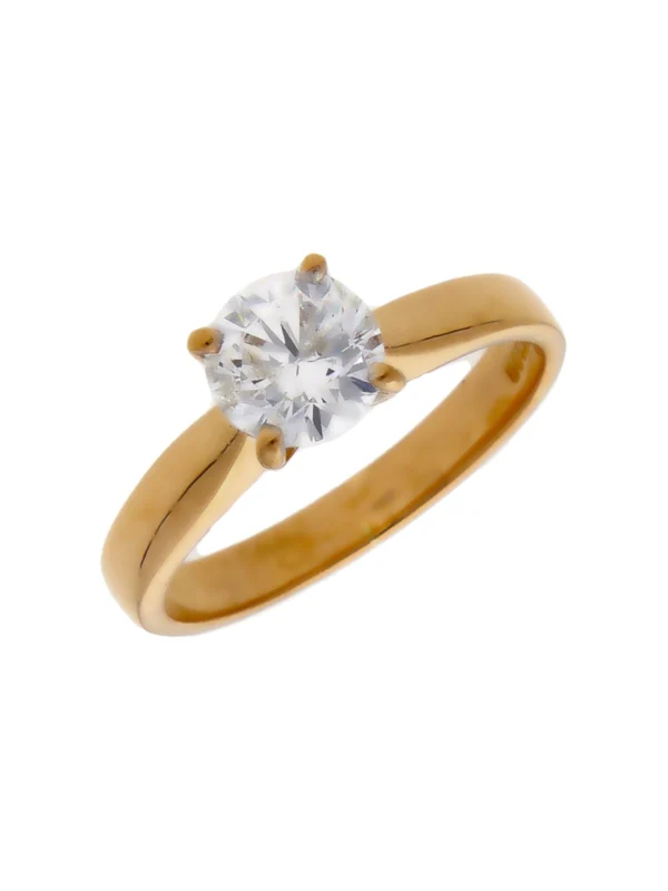 William May 18ct Yellow Gold Cubic Zirconia Solitaire Ring