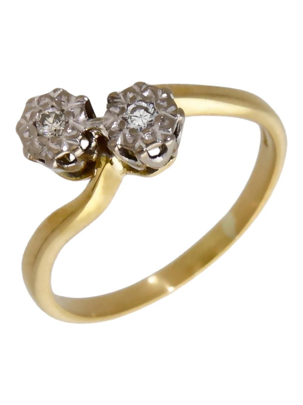 William May 18ct Yellow Gold Diamond 2 Stone Twist Ring