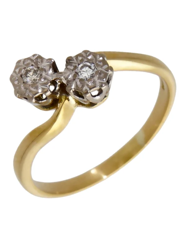 William May 18ct Yellow Gold Diamond 2 Stone Twist Ring