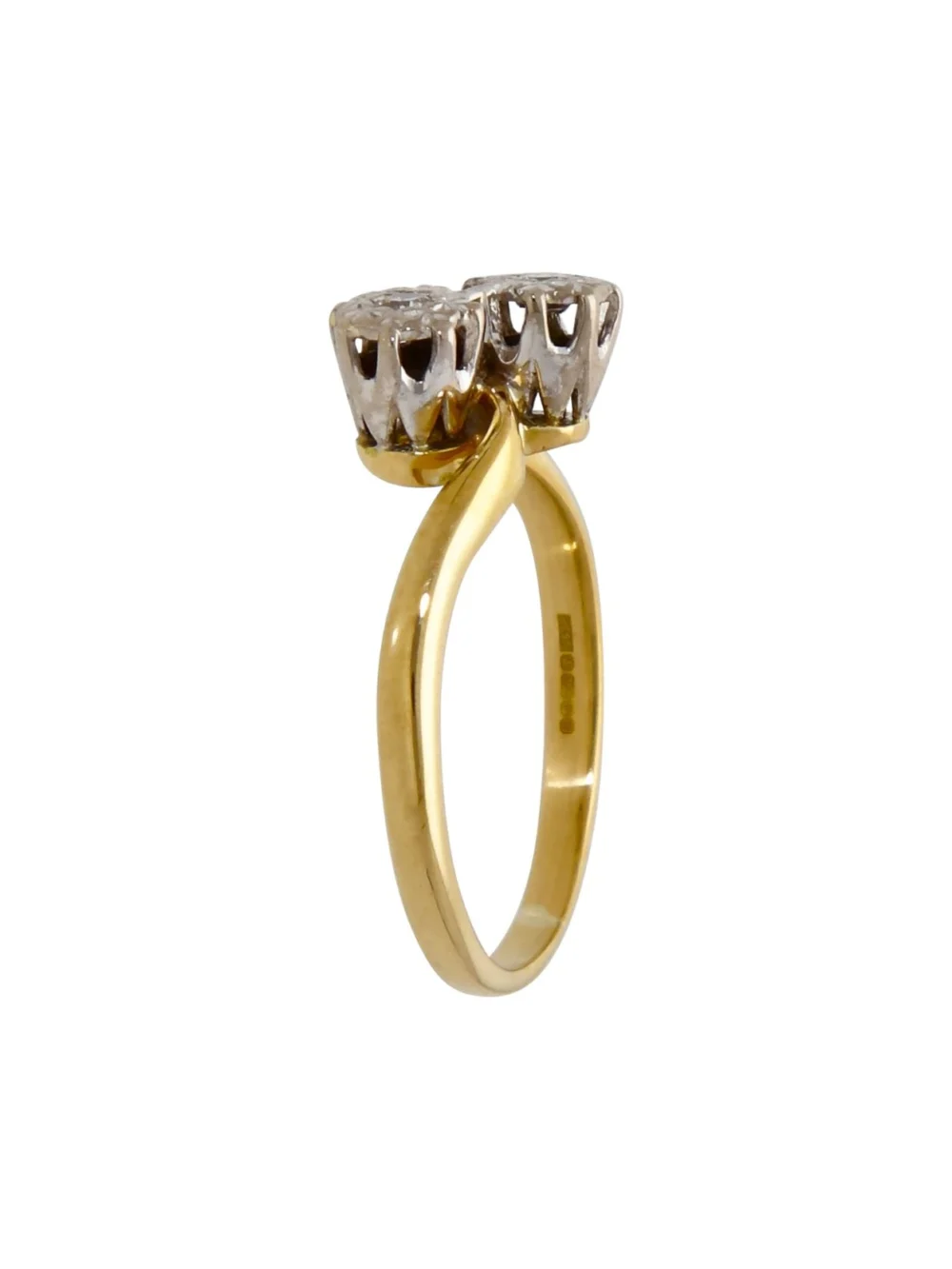 William May 18ct Yellow Gold Diamond 2 Stone Twist Ring, view 2