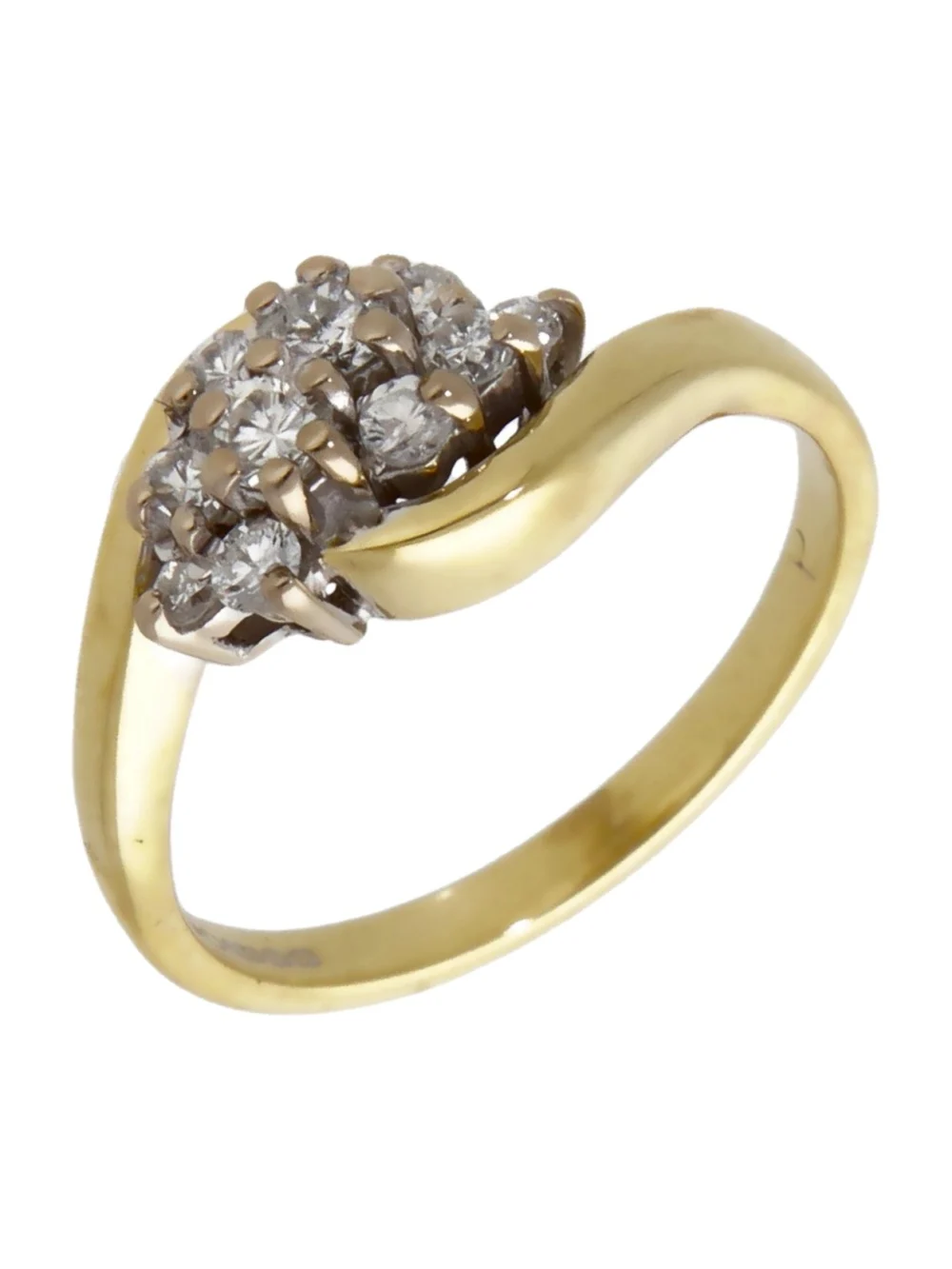 William May 18ct Yellow Gold Diamond Cluster Twist Ring