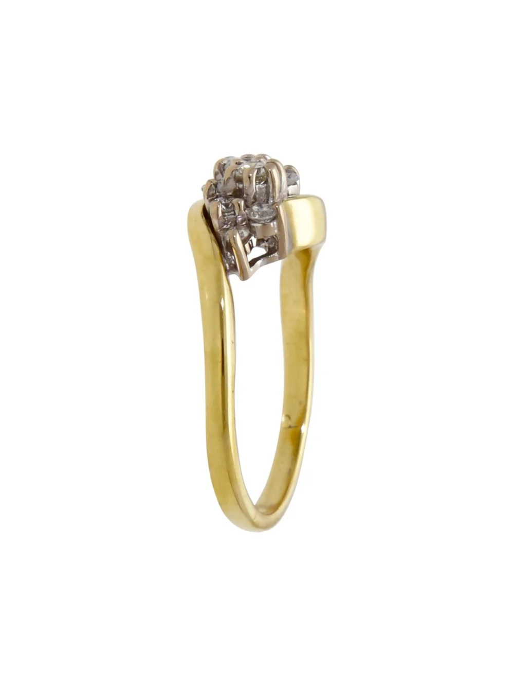 William May 18ct Yellow Gold Diamond Cluster Twist Ring, view 2