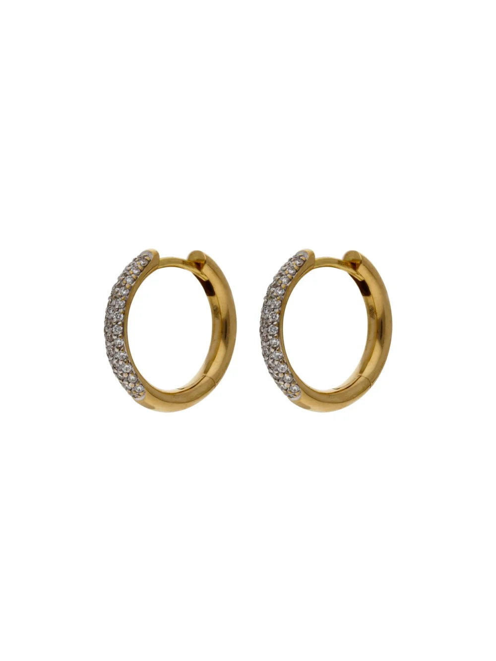 William May 18ct Yellow Gold Diamond Huggie Style Hoop Earrings