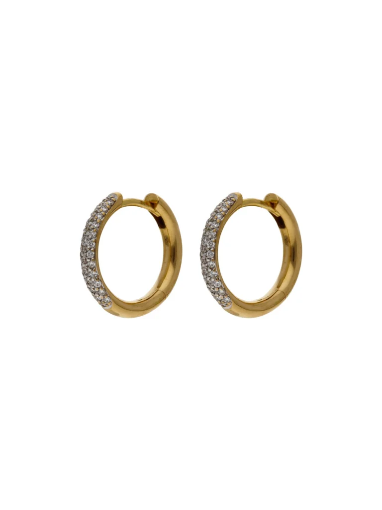 William May 18ct Yellow Gold Diamond Huggie Style Hoop Earrings