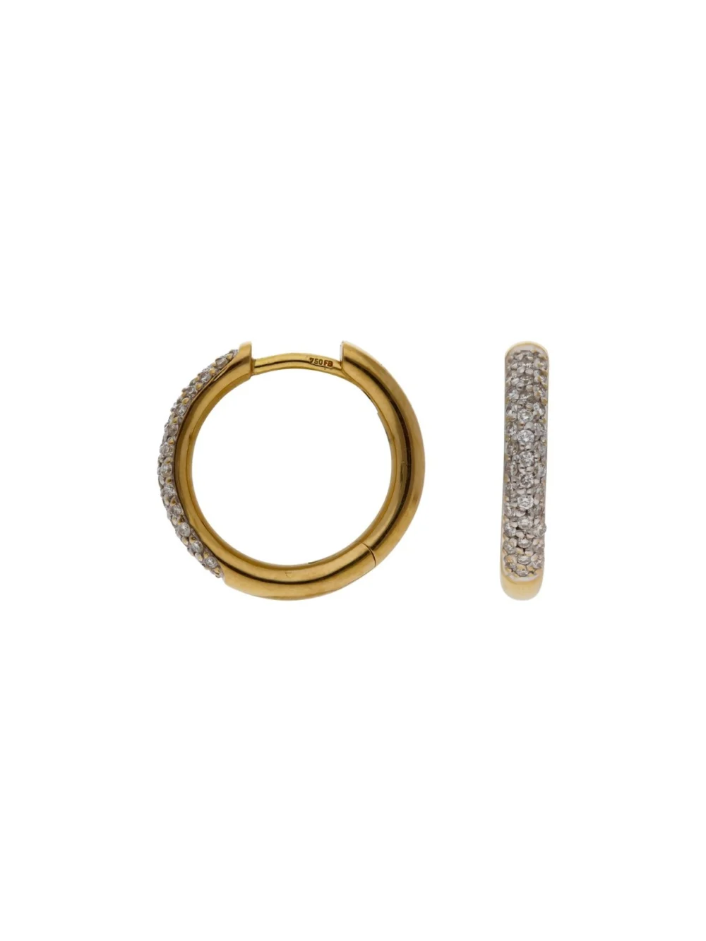 William May 18ct Yellow Gold Diamond Huggie Style Hoop Earrings, view 2