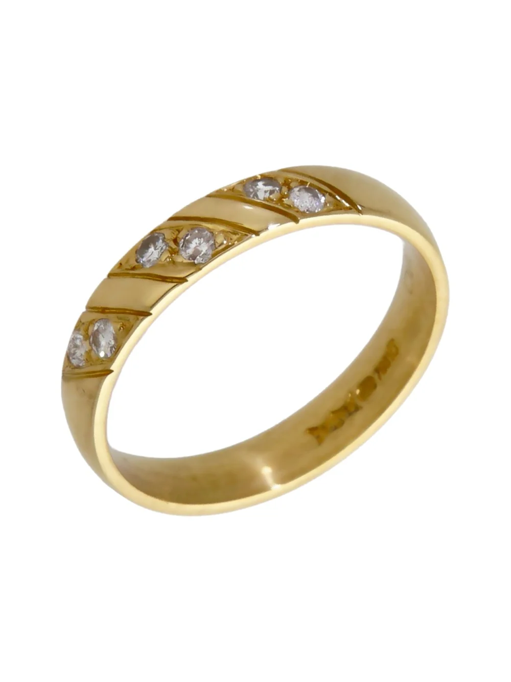 William May 18ct Yellow Gold Diamond Set 3mm Band Ring