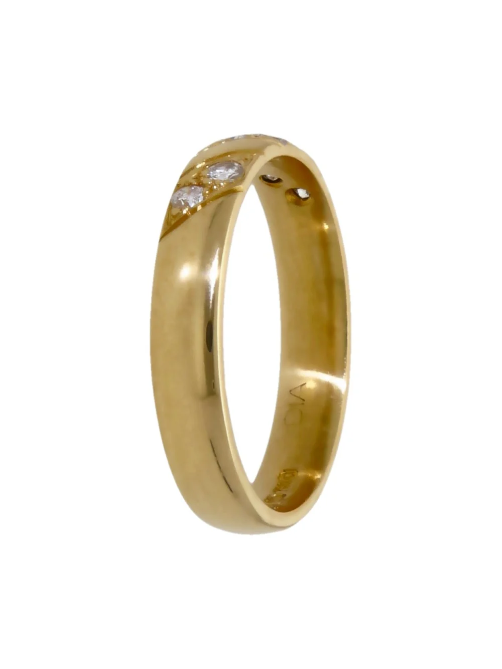 William May 18ct Yellow Gold Diamond Set 3mm Band Ring, view 2