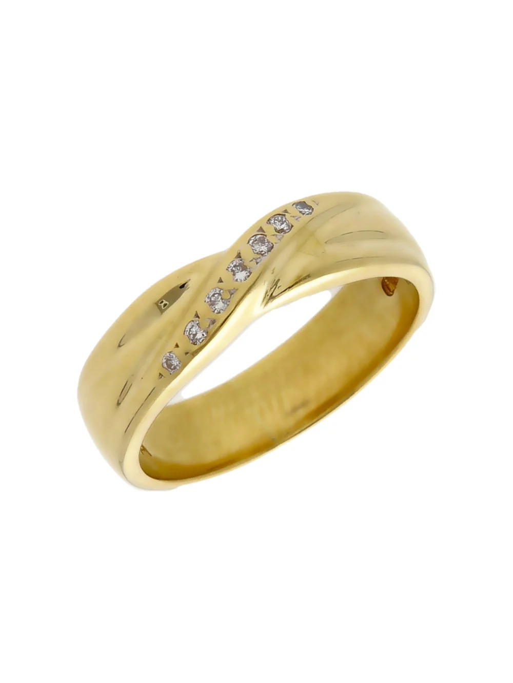 William May 18ct Yellow Gold Diamond Set Crossover Wave Band Ring