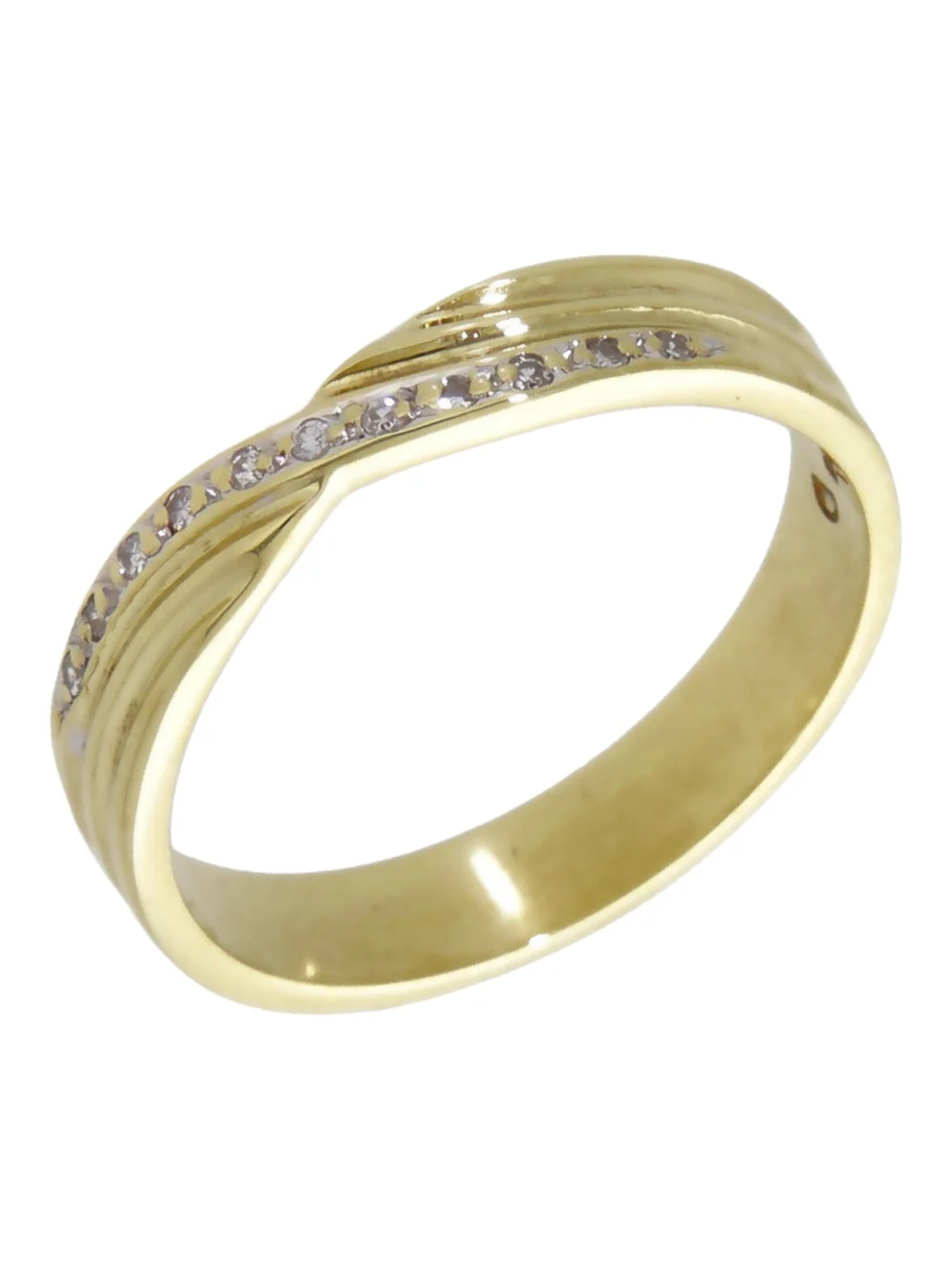 William May 18ct Yellow Gold Diamond Set Crossover Wave Ring