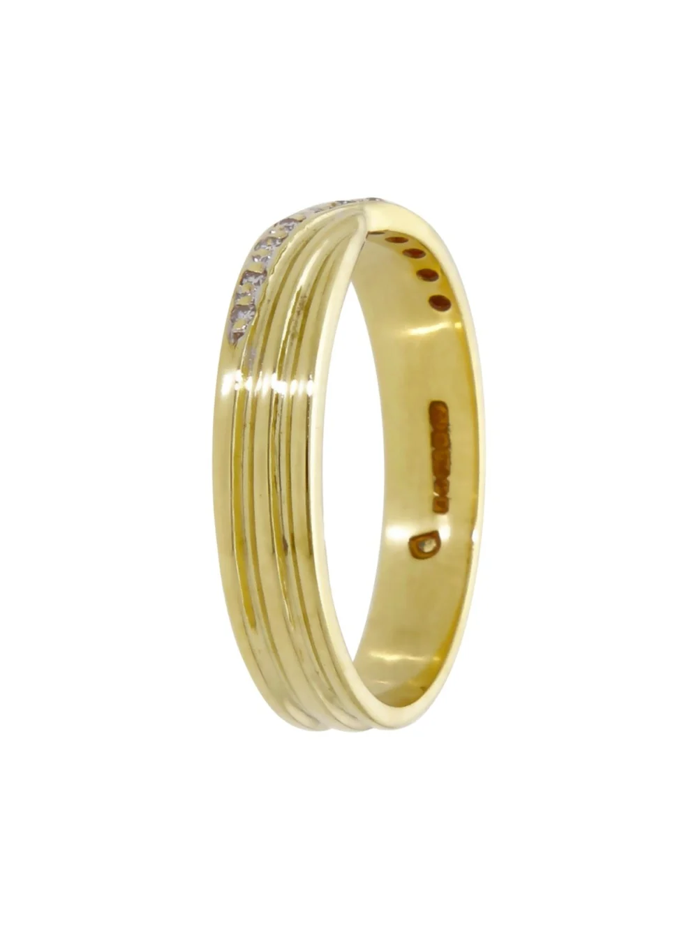 William May 18ct Yellow Gold Diamond Set Crossover Wave Ring, view 2