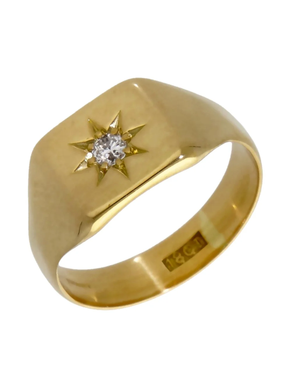 William May 18ct Yellow Gold Diamond Signet Ring