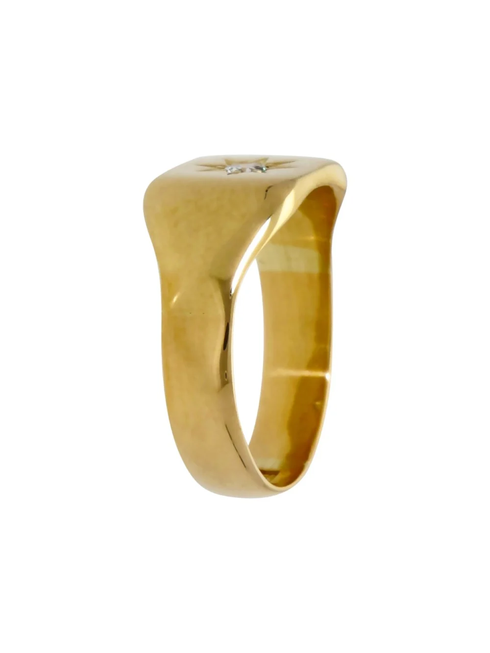 William May 18ct Yellow Gold Diamond Signet Ring, view 2
