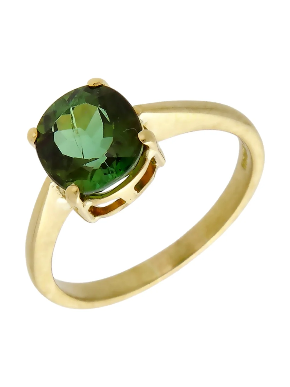 William May 18ct Yellow Gold Green Tourmaline Solitaire Dress Ring