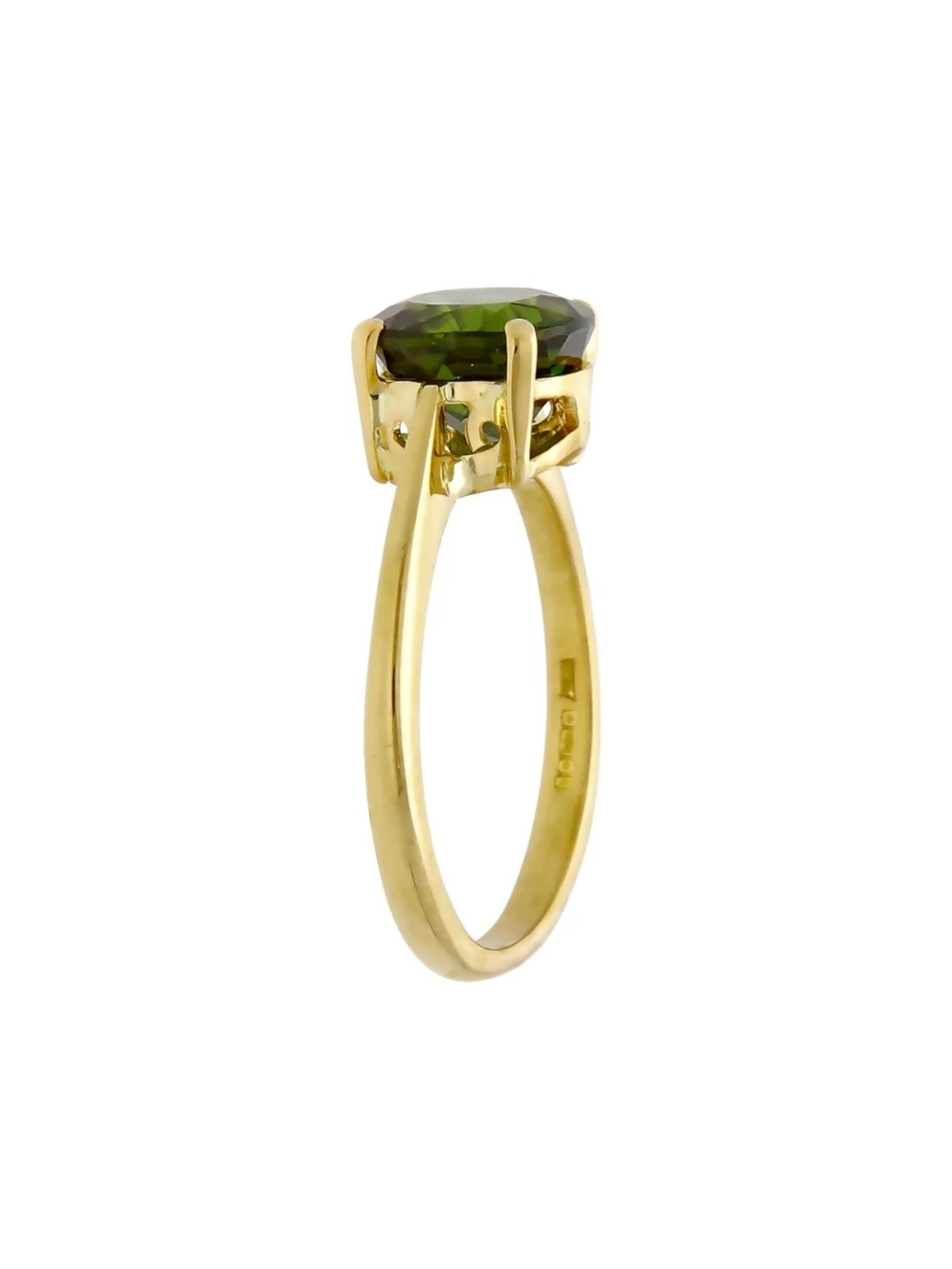William May 18ct Yellow Gold Green Tourmaline Solitaire Dress Ring, view 2