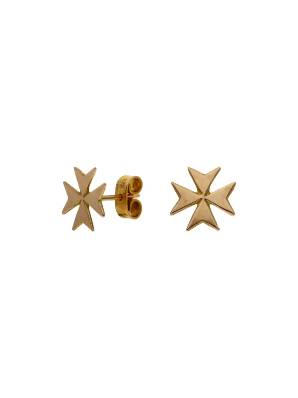 William May 18ct Yellow Gold Maltese Cross Stud Earrings