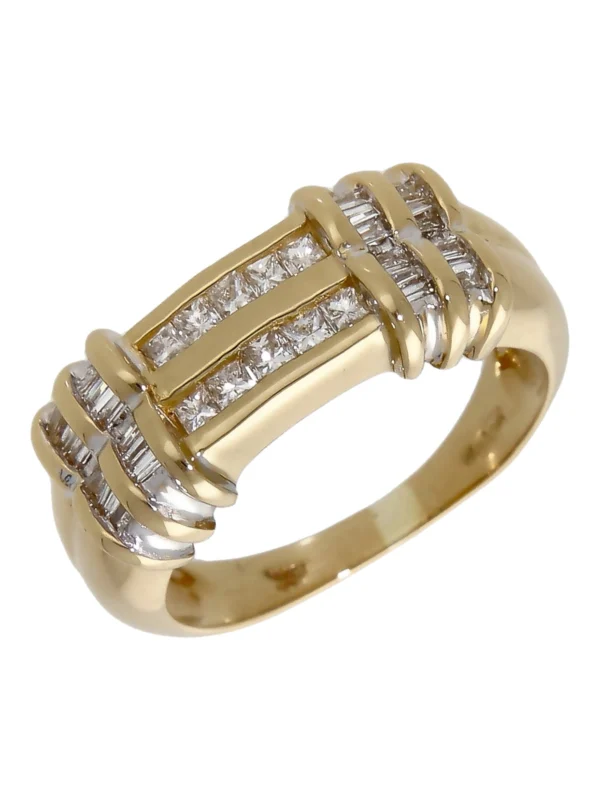 William May 18ct Yellow Gold Mixed Cut Diamond 2 Row Dress Ring