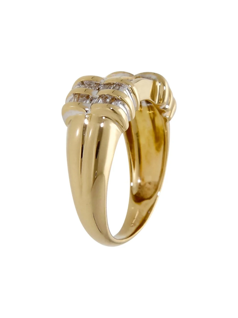 William May 18ct Yellow Gold Mixed Cut Diamond 2 Row Dress Ring, view 2