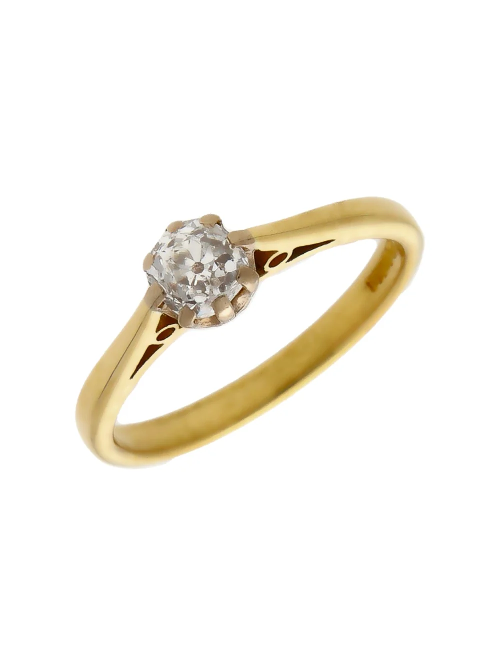 William May 18ct Yellow Gold Old Cut Diamond Solitaire Ring