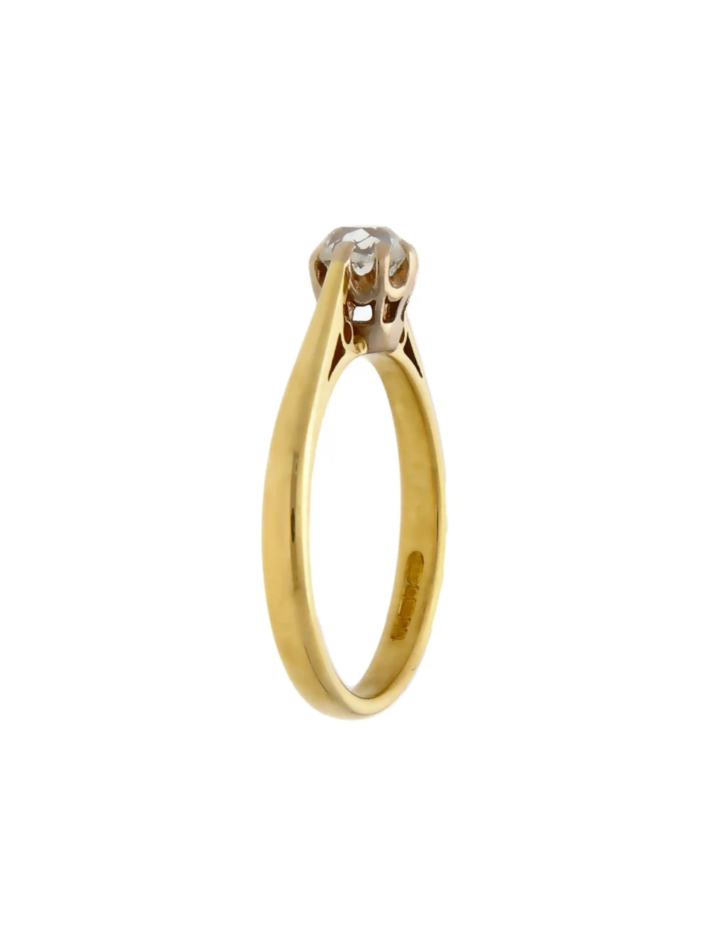 William May 18ct Yellow Gold Old Cut Diamond Solitaire Ring, view 2