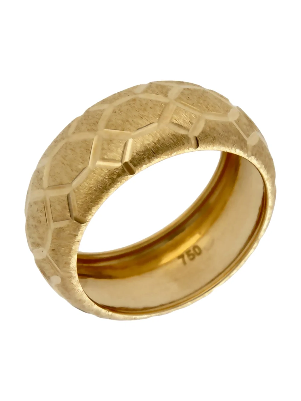 William May 18ct Yellow Gold Patterned Hollow Band Ring