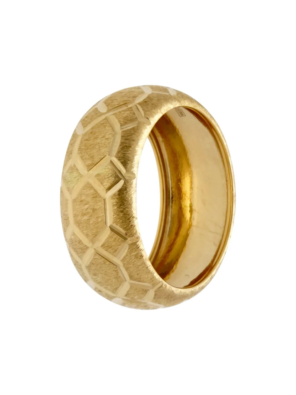 William May 18ct Yellow Gold Patterned Hollow Band Ring, view 2