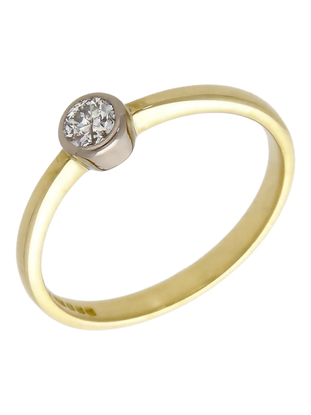 William May 18ct Yellow Gold Rubover Diamond Solitaire Ring