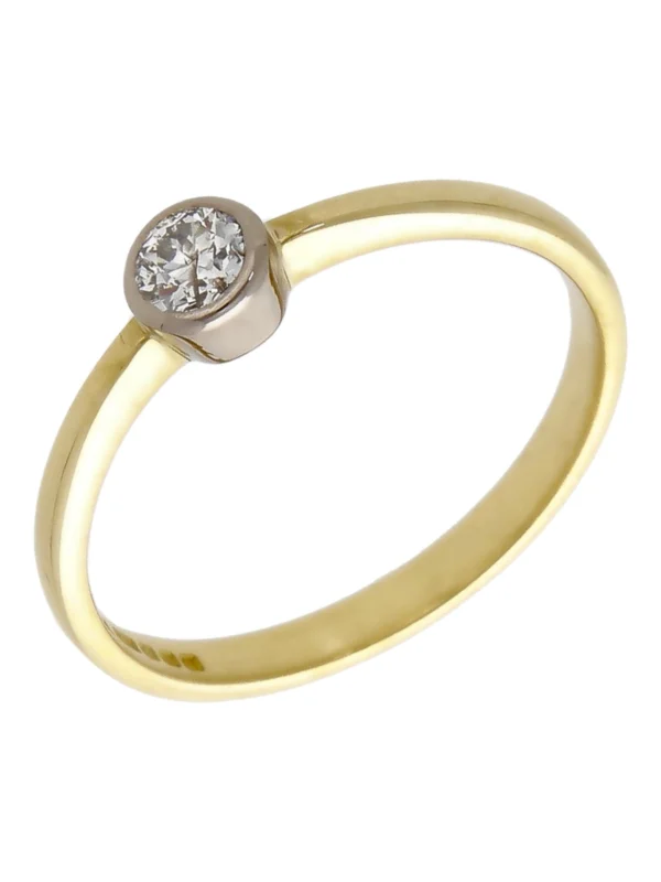 William May 18ct Yellow Gold Rubover Diamond Solitaire Ring
