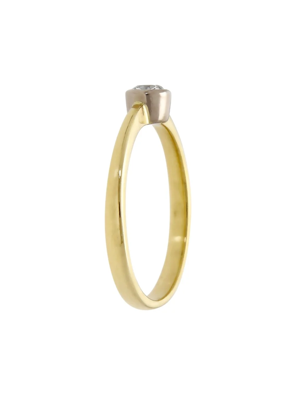 William May 18ct Yellow Gold Rubover Diamond Solitaire Ring, view 2