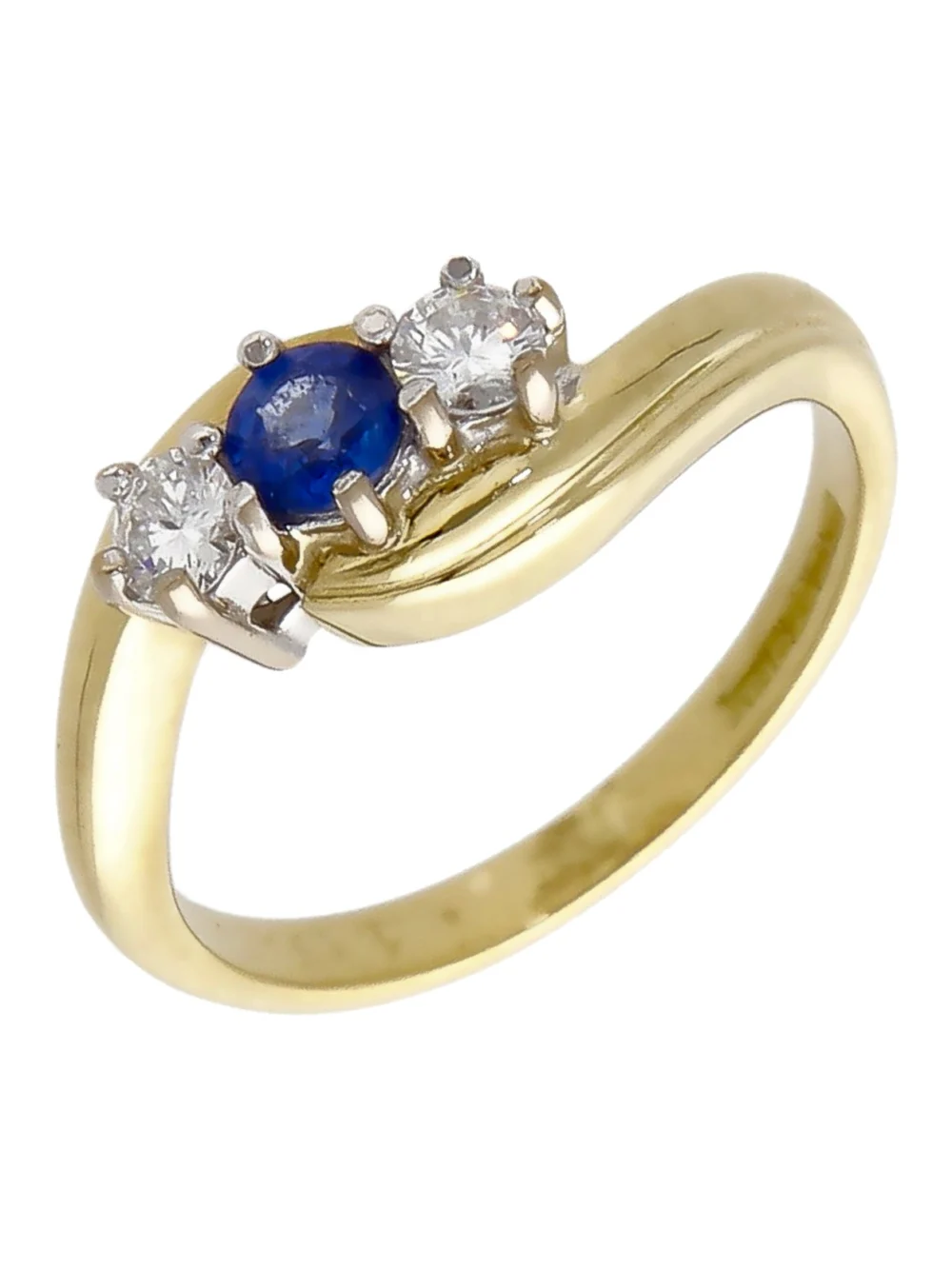 William May 18ct Yellow Gold Sapphire & Diamond Trilogy Twist Ring