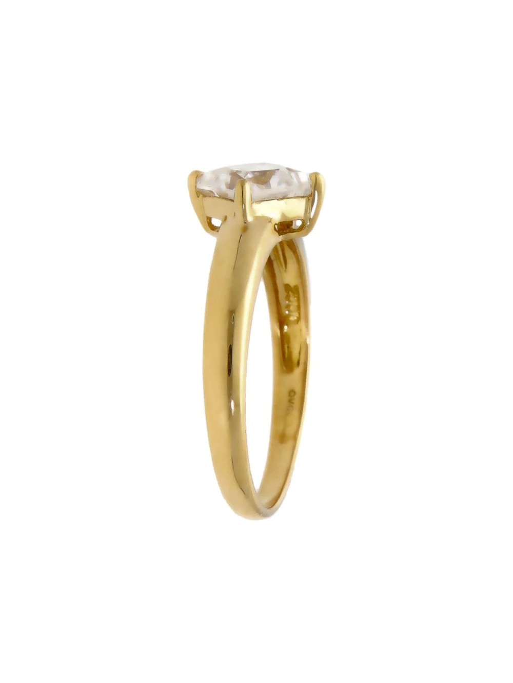 William May 18ct Yellow Gold Square Cubic Zirconia Solitaire Ring, view 2