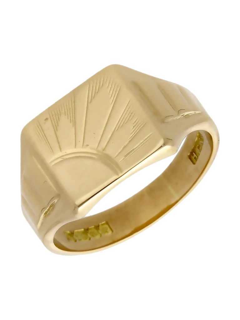 William May 18ct Yellow Gold Square Sunburst Signet Ring