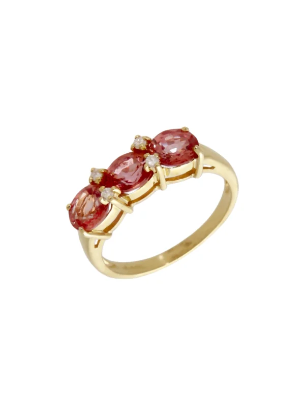 William May 18ct Yellow Gold Topaz & Diamond Trilogy Dress Ring
