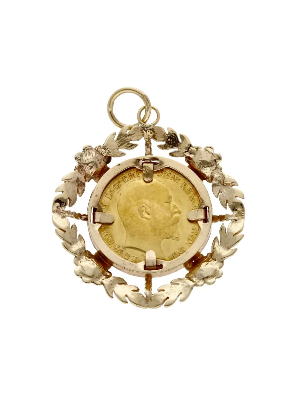 William May 1906 Half Sovereign Coin in 9ct Gold Pendant Mount, view 2