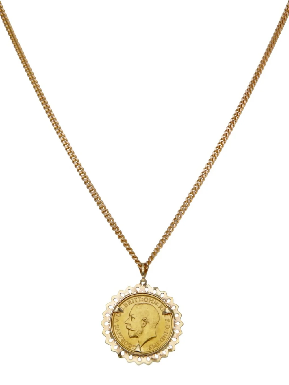 William May 1912 Full Sovereign Coin in 9ct Gold Necklace Mount, view 3