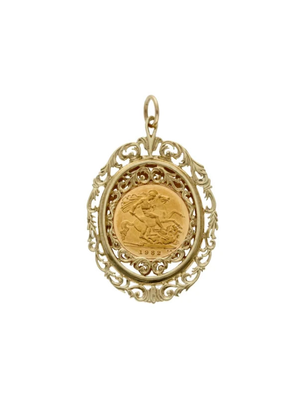 William May 1982 Half Sovereign Coin in 9ct Gold Pendant Mount